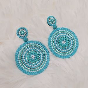 Round Beaded Dangle Earrings